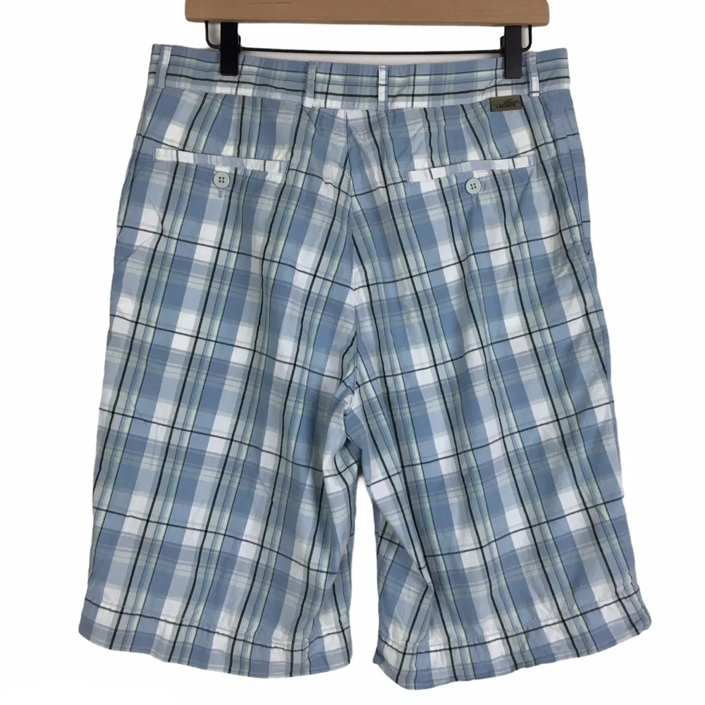 LACOSTE Plaid Golf Shorts Chino Preppy Classic Style 10.5” Inseam Size 42 / 32